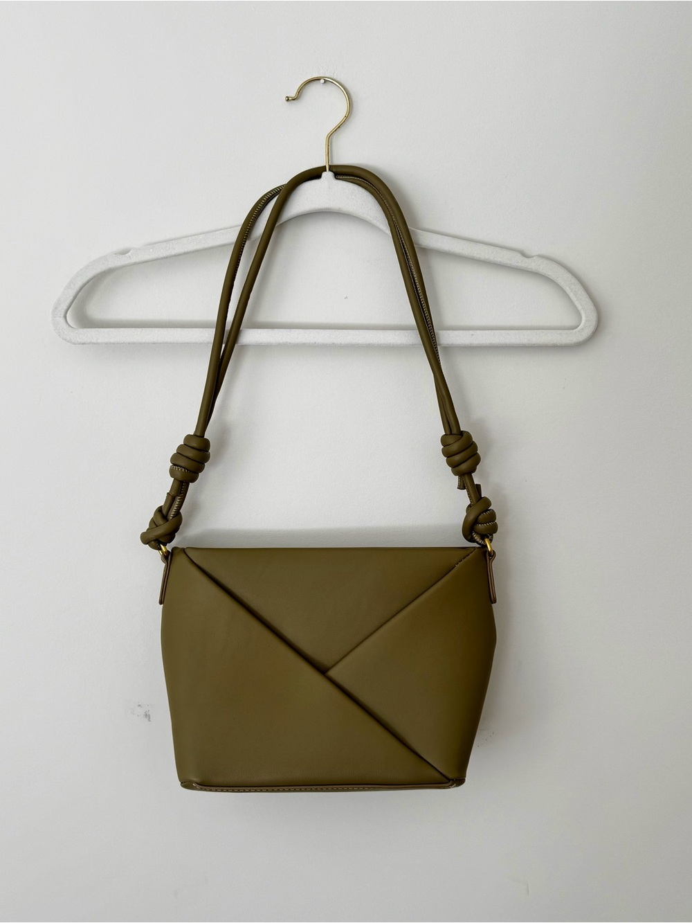 NWOT Antik Kraft Zip Top Puzzle Shoulder Bag, Olive Green / Khaki